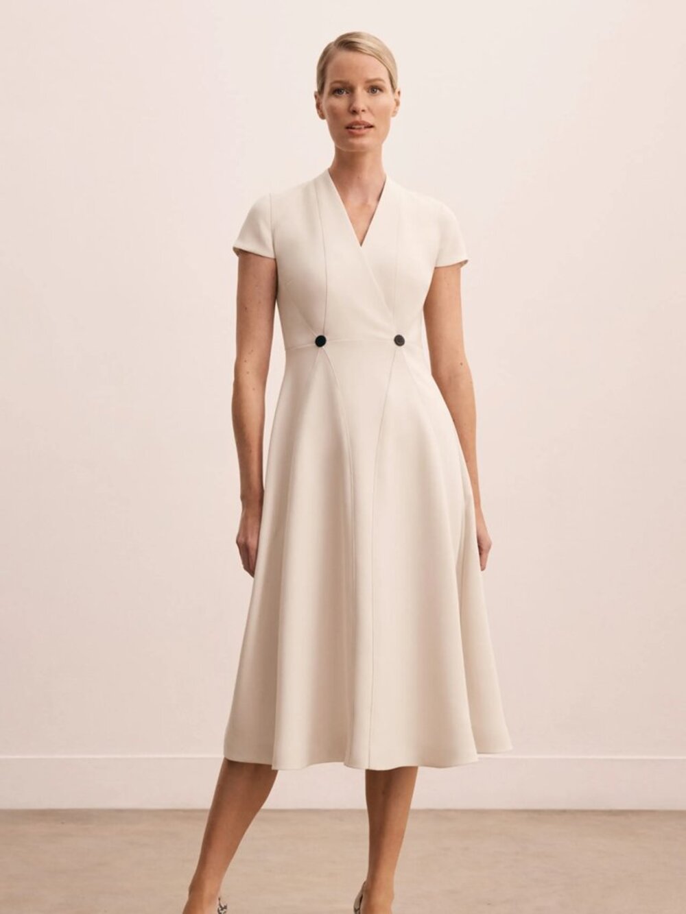 The Fold Pienza Midi Dress in Natural US 4 NWT